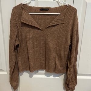 Brown Shein long sleeve cropped sweater